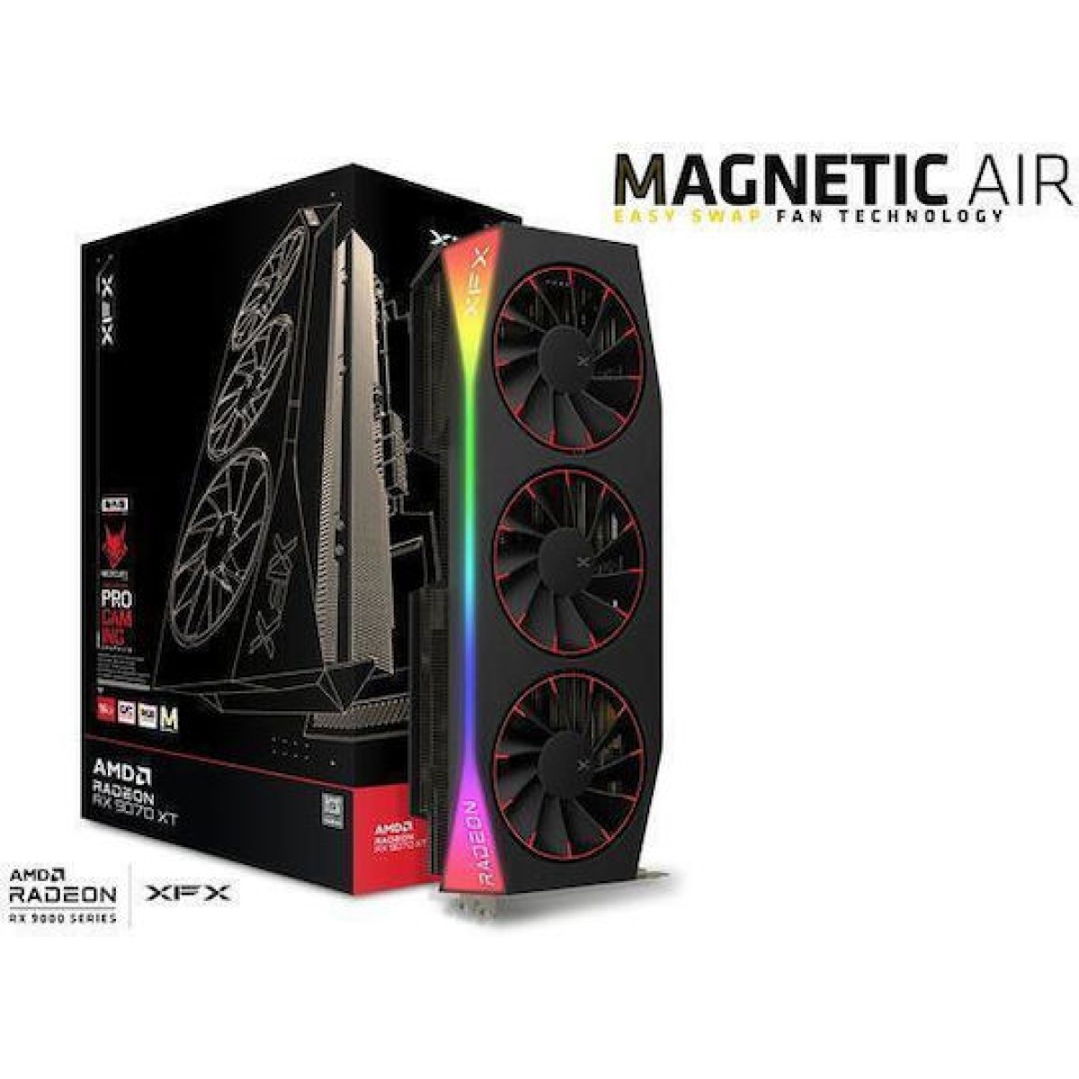 XFX Radeon RX 9070 XT 16GB GDDR6 Mercury OC Magnetic Air Edition RGB Κάρτα Γραφικών