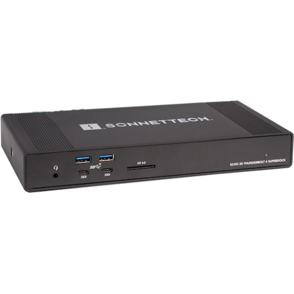 Sonnet Echo 20 Thunderbolt 3 / Thunderbolt 4 / USB-A / USB-C Docking Station με HDMI 4K PD Ethernet και σύνδεση 2 Οθονών Μαύρο