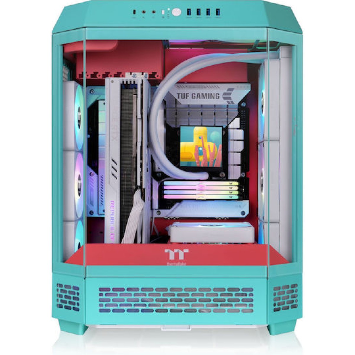 Thermaltake The Tower 600 Gaming Midi Tower Κουτί Υπολογιστή με Πλαϊνό Παράθυρο Mint Strawberry