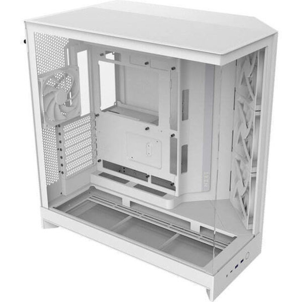 NZXT H9 Flow Gaming Midi Tower Κουτί Υπολογιστή με Πλαϊνό Παράθυρο Λευκό