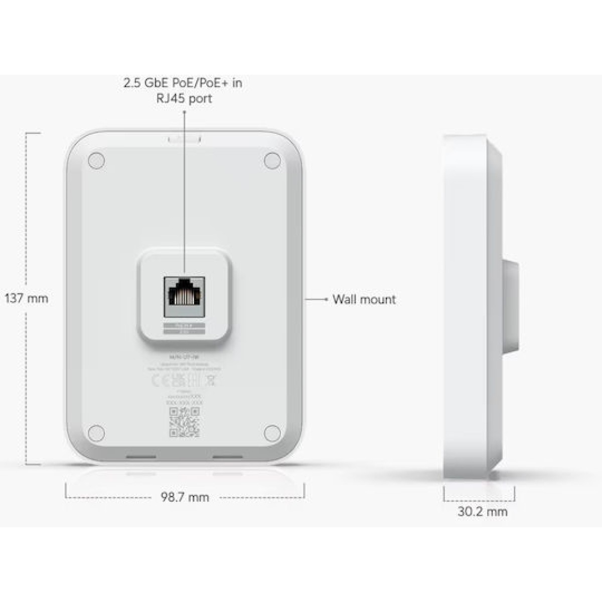 Ubiquiti U7 In-Wall WiFi Mesh Network Access Point Wi‑Fi 7 Dual Band (2.4 & 5GHz) για Εξωτερική τοποθέτηση