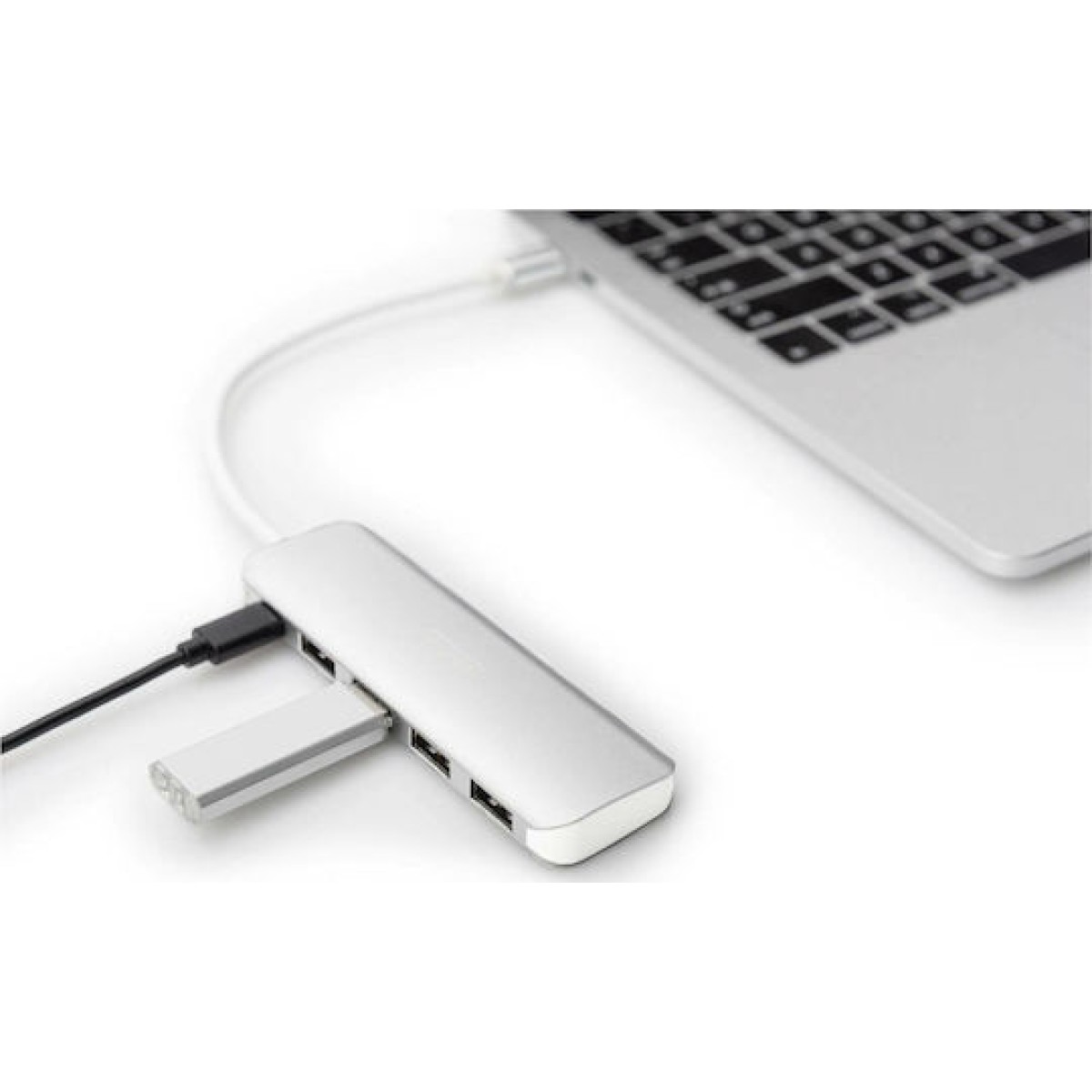 Digitus USB 3.0 Hub 5 Θυρών με σύνδεση USB-C & Θύρα Φόρτισης Ασημί
