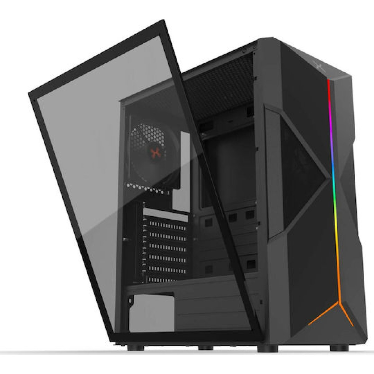 Krux Astral Gaming Midi Tower Κουτί Υπολογιστή με Πλαϊνό Παράθυρο και RGB Φωτισμό Μαύρο