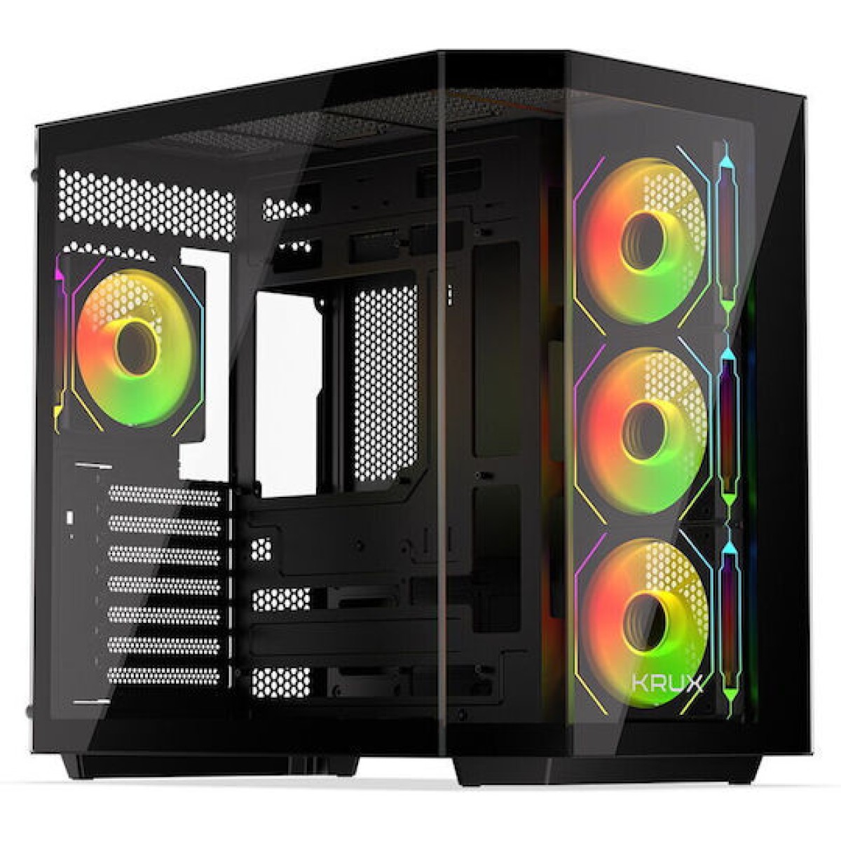 Krux Empero Gaming Midi Tower Κουτί Υπολογιστή με Πλαϊνό Παράθυρο και ARGB Φωτισμό Μαύρο