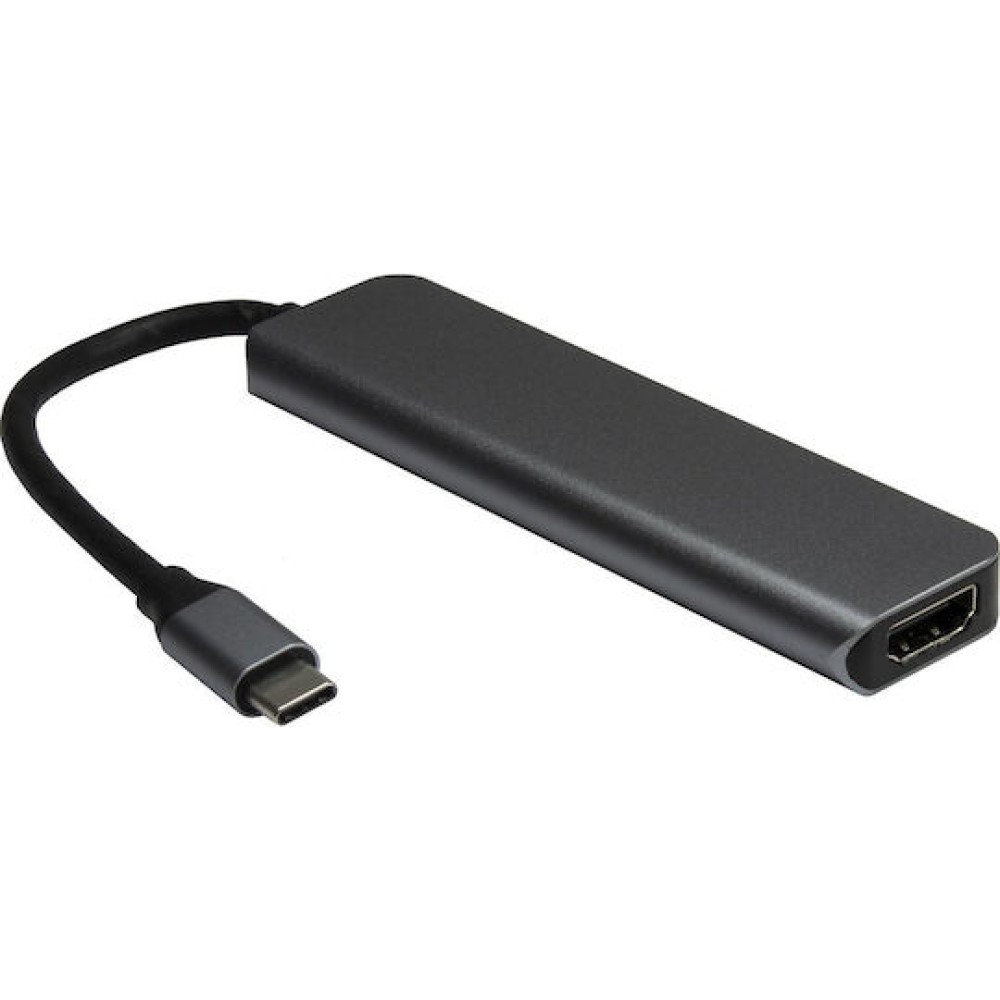 Inter-Tech USB 3.2 Hub 5 Θυρών με σύνδεση USB-C Γκρι