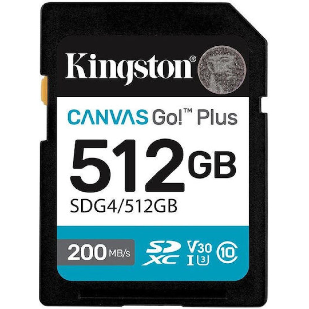 Kingston Canvas Go Plus SDXC 512GB Class 10 U3 V30 UHS-I με αντάπτορα