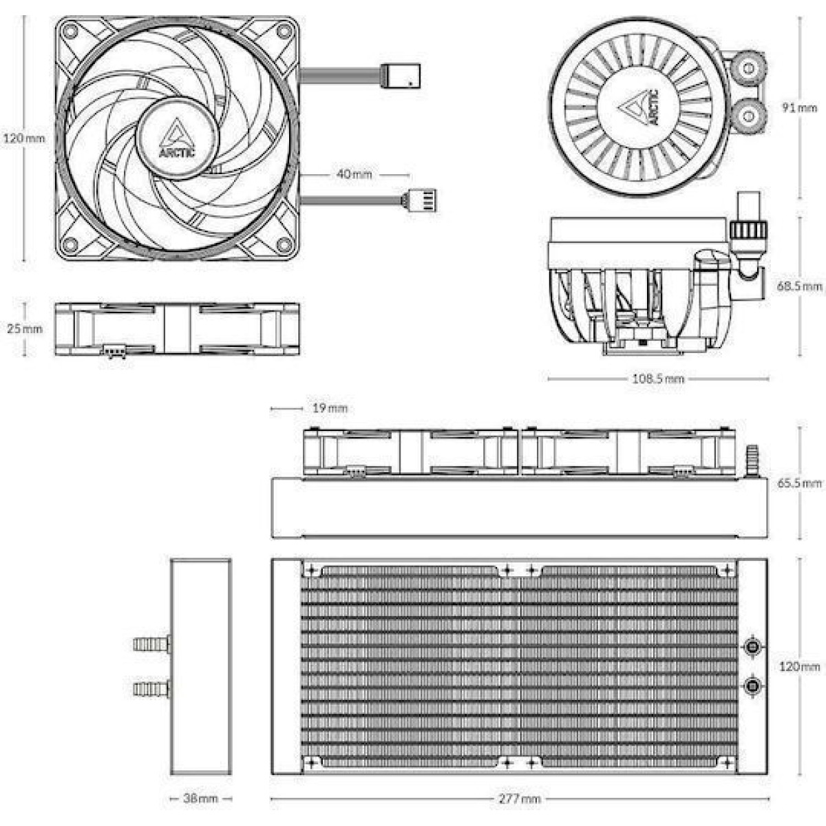 Arctic Freezer III Pro 240 Υδρόψυξη Επεξεργαστή Διπλού Ανεμιστήρα 120mm για Socket AM4/AM5/1700 με ARGB Φωτισμό