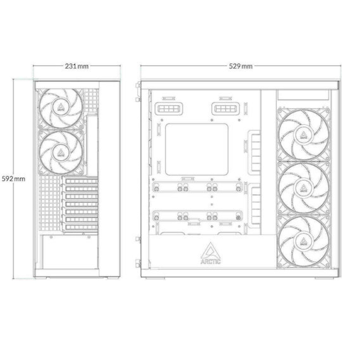 Arctic Xtender VG Mirror Midi Tower Κουτί Υπολογιστή με Πλαϊνό Παράθυρο Μαύρο