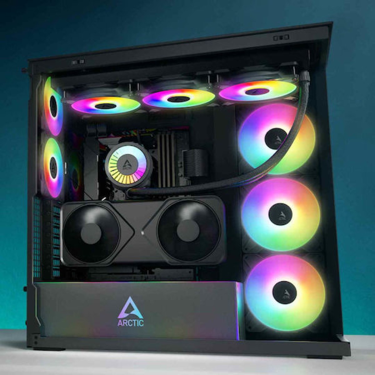 Arctic Xtender VG Mirror Midi Tower Κουτί Υπολογιστή με Πλαϊνό Παράθυρο Μαύρο