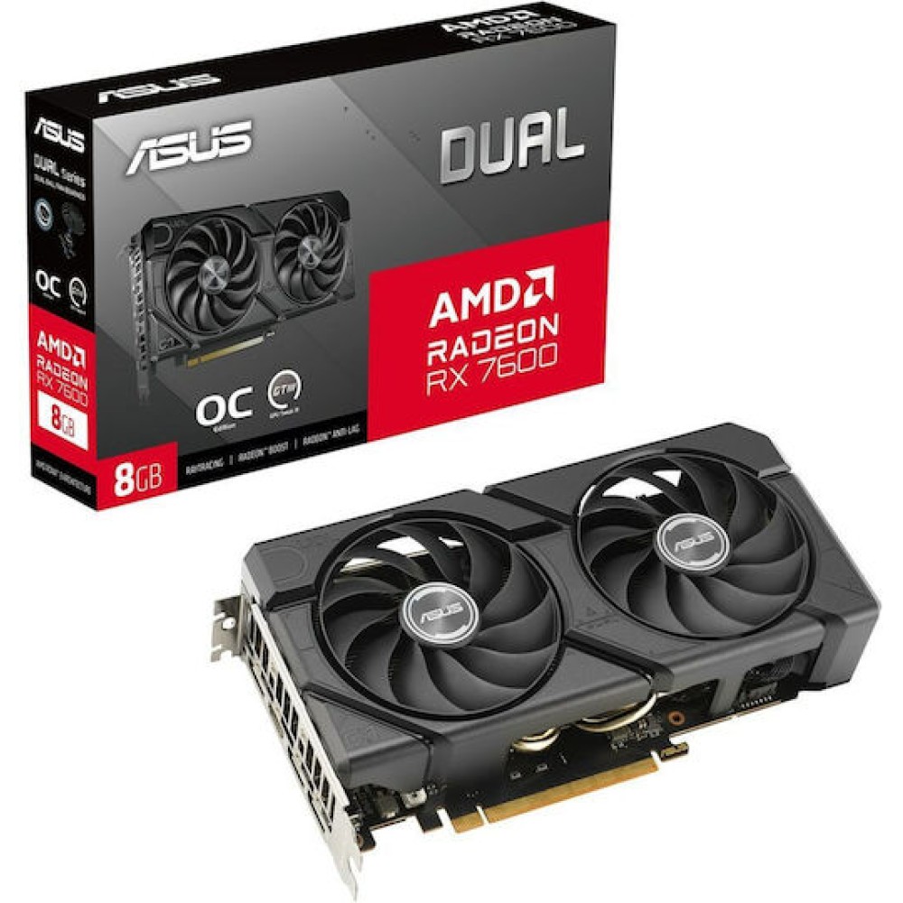 Asus Radeon RX 7600 8GB GDDR6 Dual Evo OC Κάρτα Γραφικών