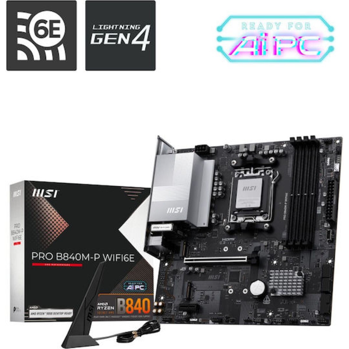 MSI Pro B840M-P WIFI6E Motherboard Micro ATX με AMD AM5 Socket 7E77-001R