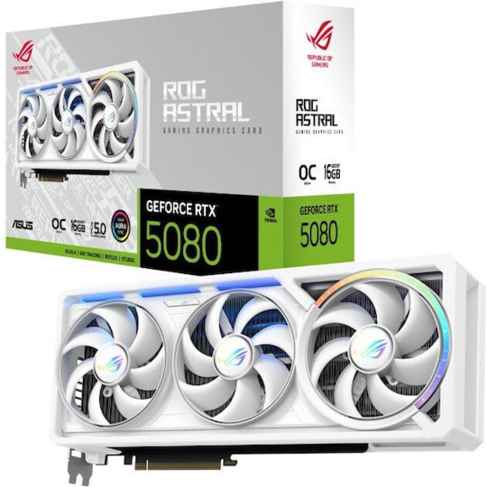 Asus GeForce RTX 5080 16GB GDDR7 ROG Astral White OC Edition Κάρτα Γραφικών