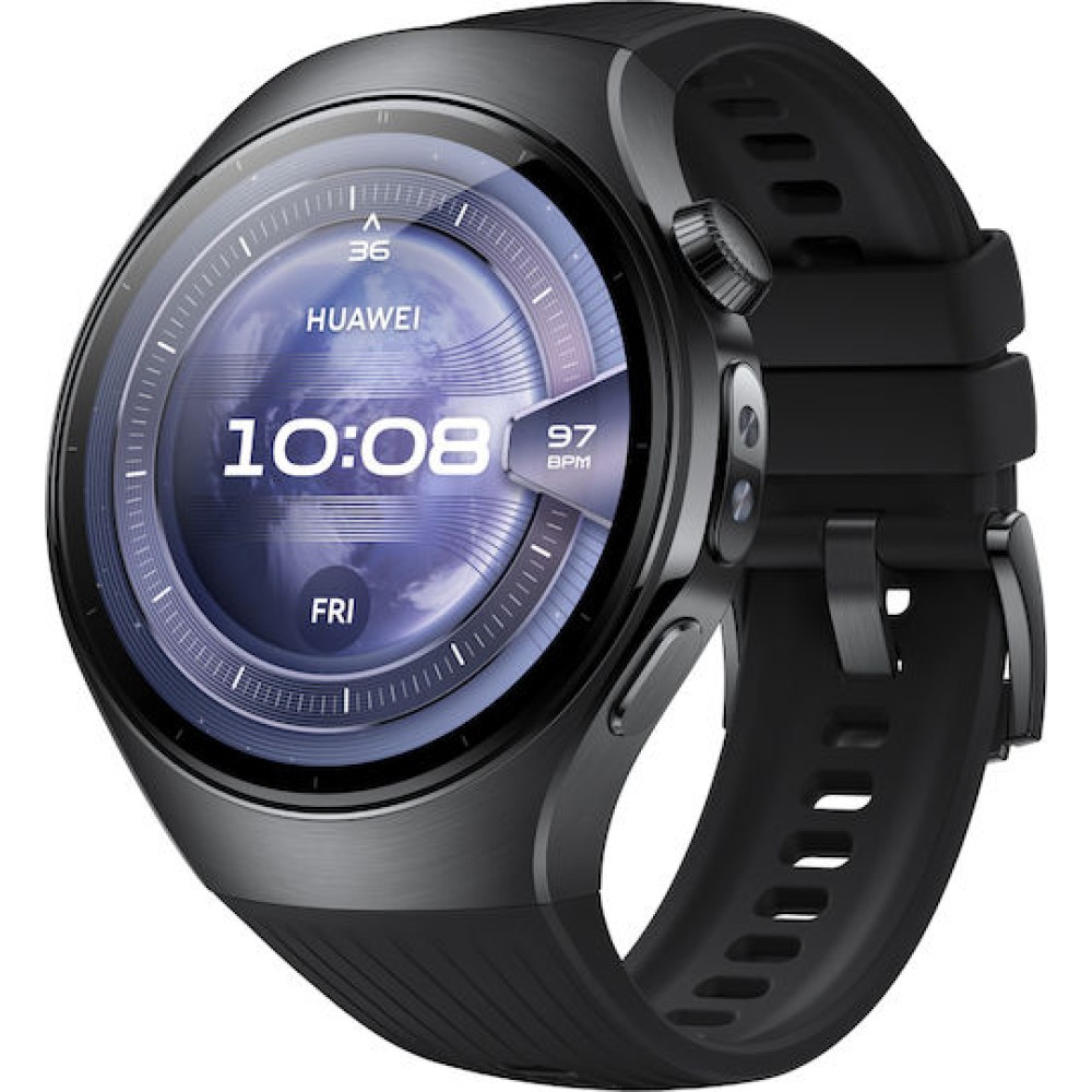 Huawei Watch 5 Stainless Steel 46mm Αδιάβροχο με eSIM και Παλμογράφο (Μαύρο)