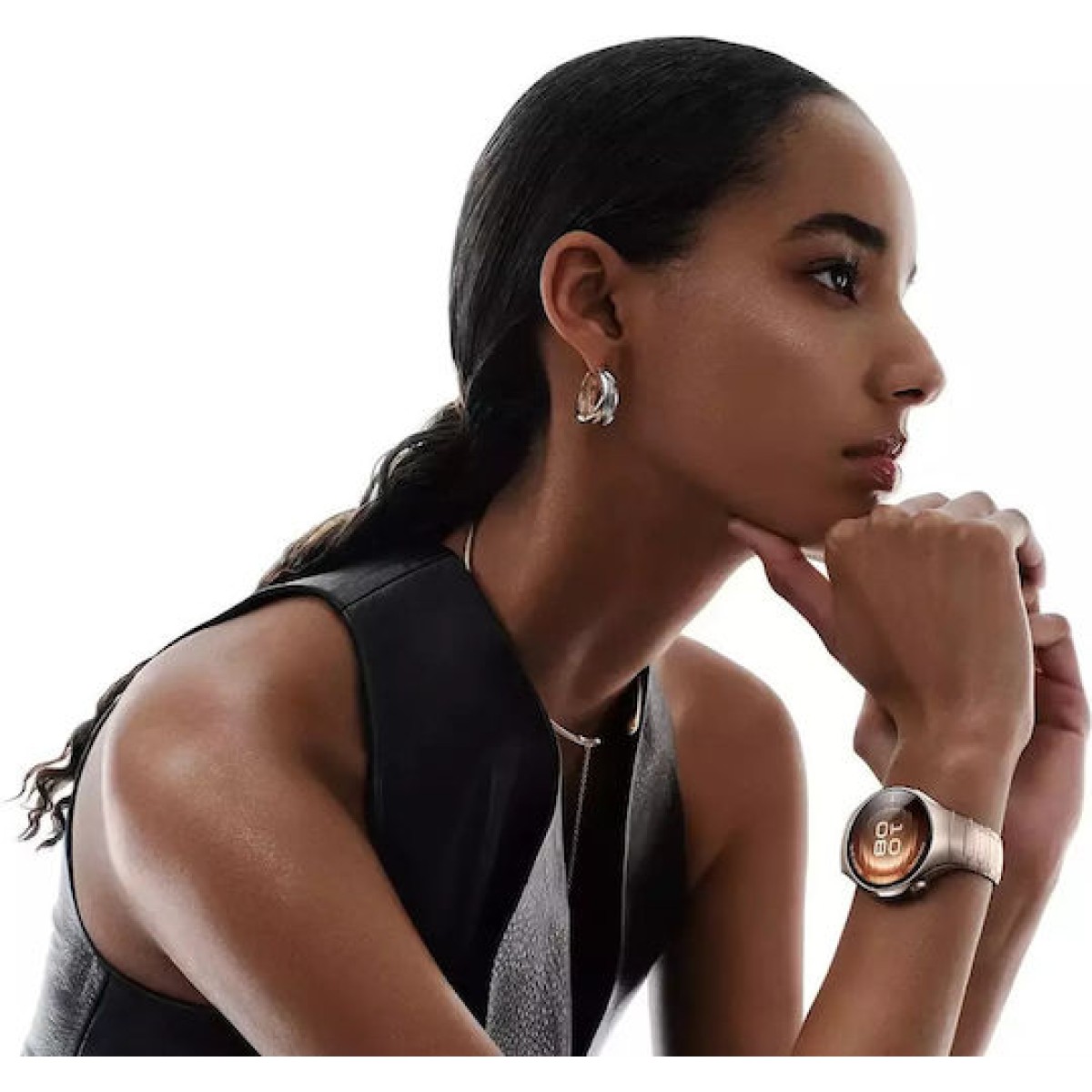 Huawei Watch 5 Stainless Steel 42mm Αδιάβροχο με eSIM και Παλμογράφο (Sand gold)