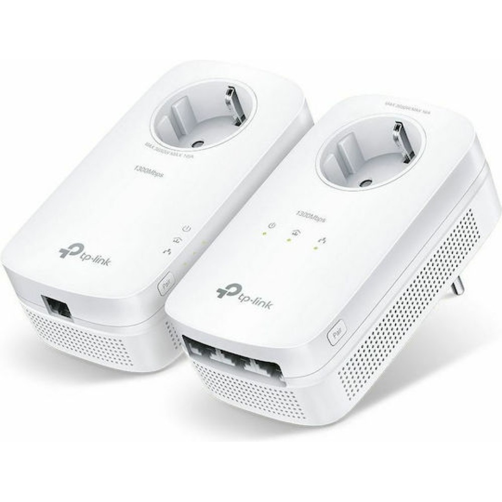 TP-LINK TL-PA8033P KIT v3 Powerline Διπλό για Ενσύρματη Σύνδεση με Passthrough Πρίζα και Θύρα Ethernet
