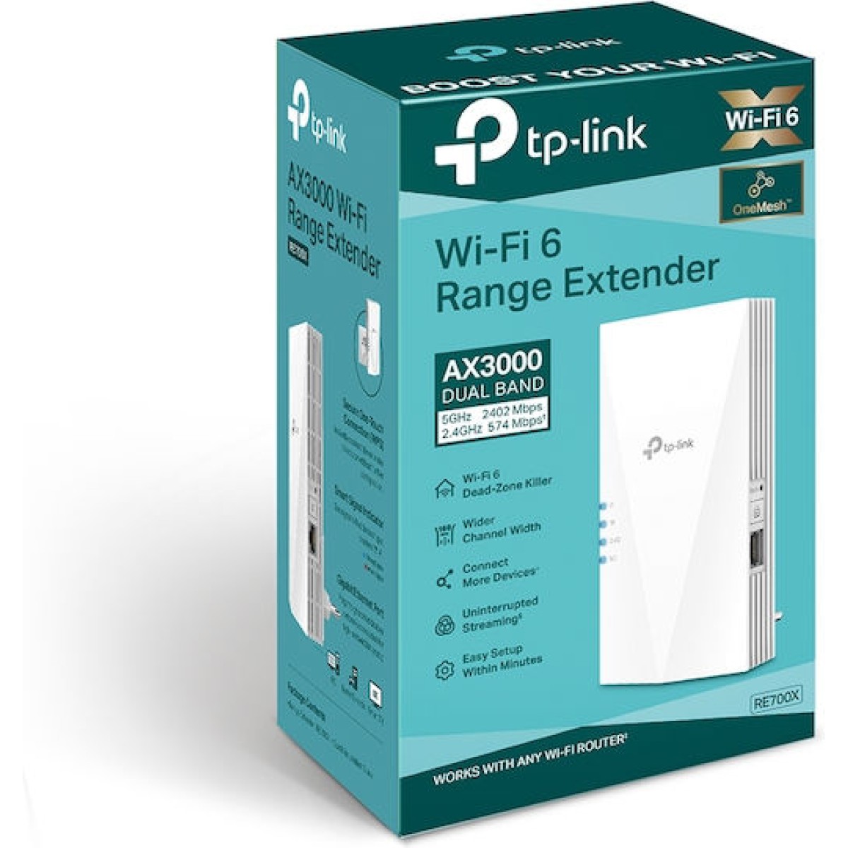 TP-LINK RE3000X v1 Mesh WiFi Extender Dual Band (2.4 & 5GHz) 3000Mbps