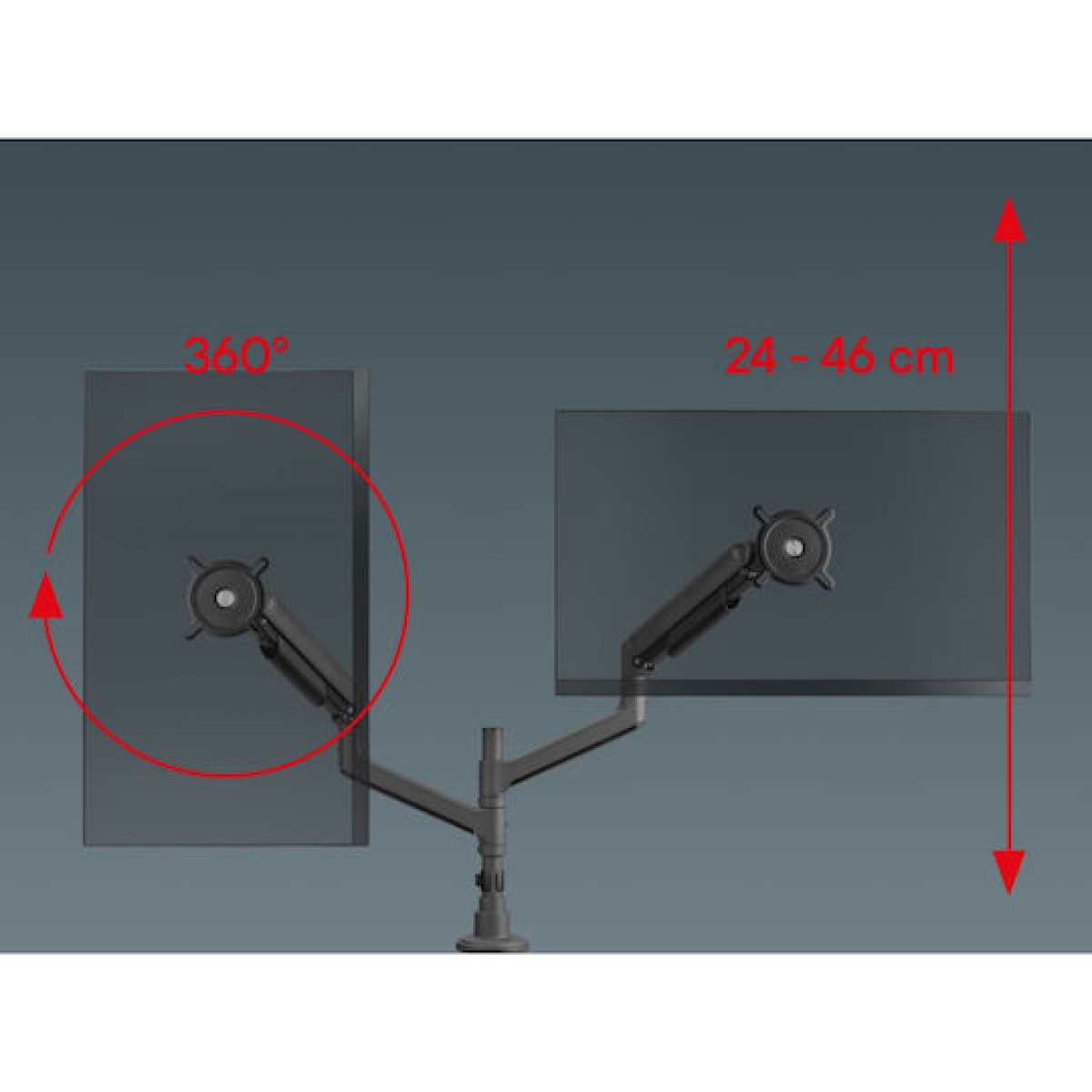 One For All Βάση Γραφείου για 2 Οθόνες με Βραχίονα (DM5210)