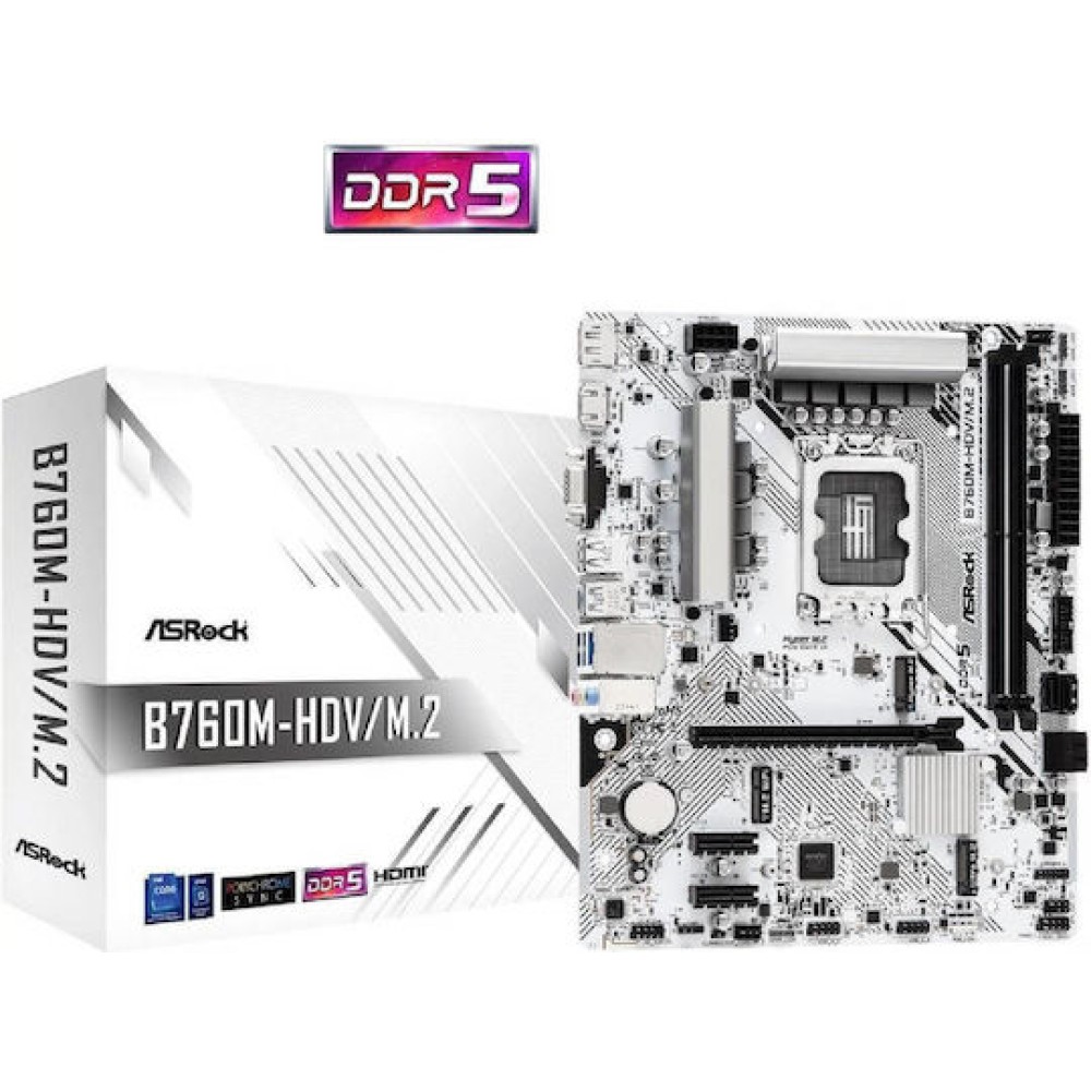 ASRock B760M-HDV/M.2 Motherboard Micro ATX με Intel 1700 Socket 90-MXBMJ0-A0UAYZ