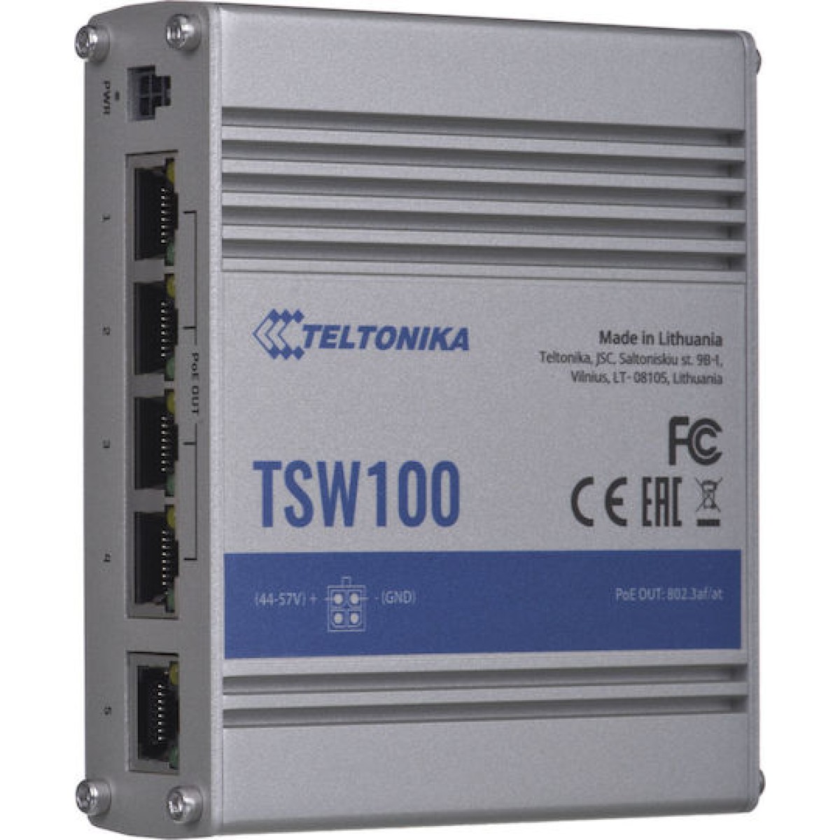 Teltonika TSW100 Switch 5x RJ45 1000Mb/s, 4x PoE