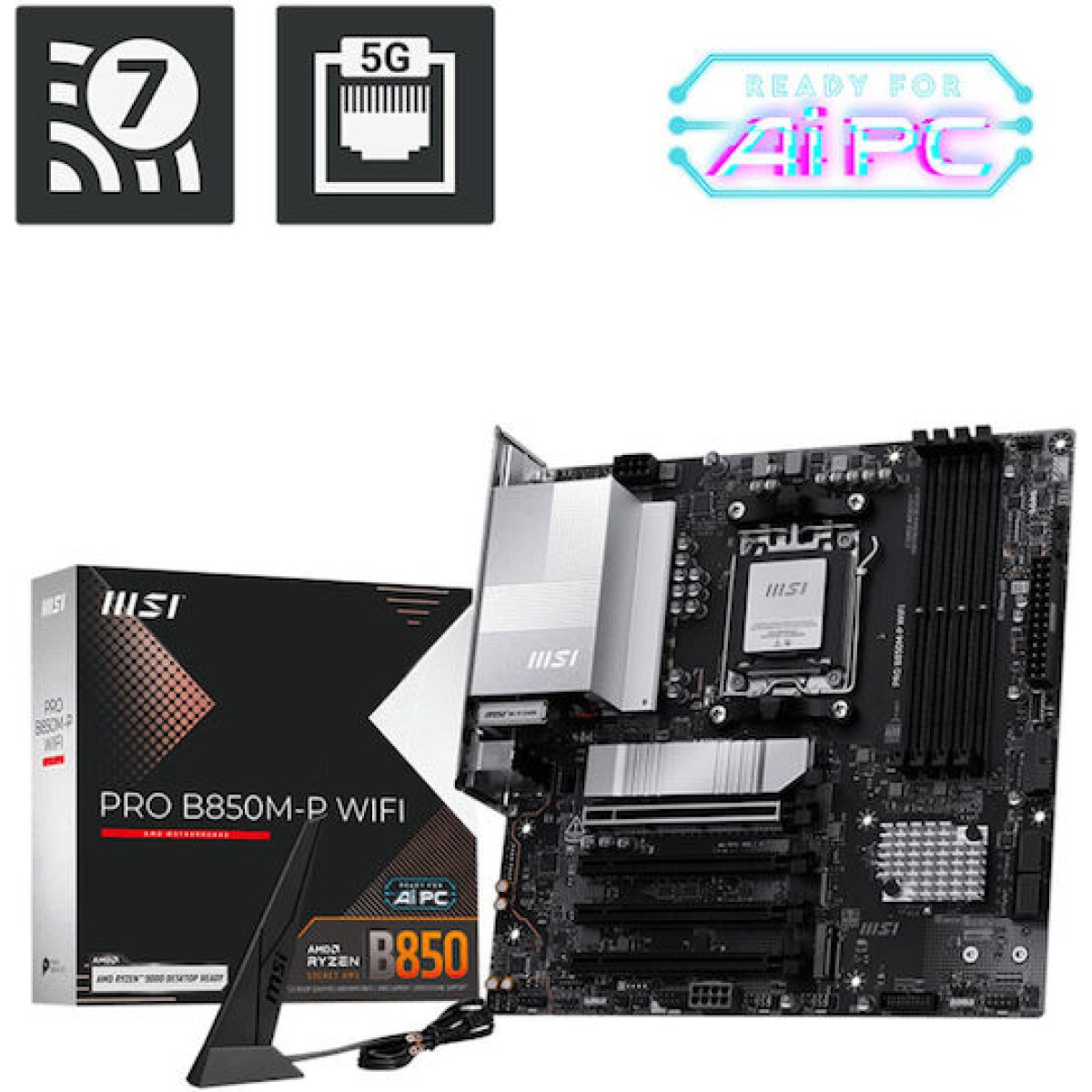 MSI Pro B850M-P Wifi Motherboard Micro ATX με AMD AM5 Socket 7E71-001R