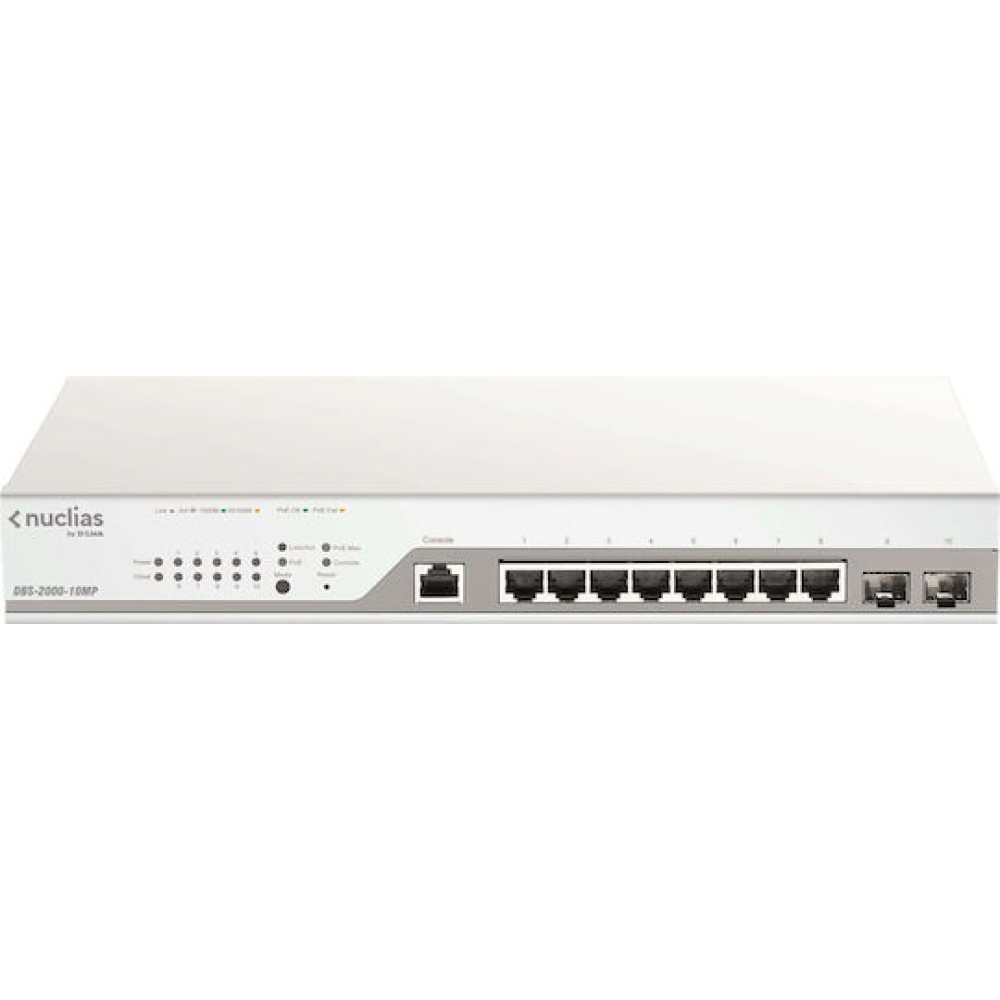 D-Link Nuclias DBS-2000-10MP Managed L2 PoE Switch με 8 Θύρες Gigabit (1Gbps) Ethernet και 2 SFP Θύρες