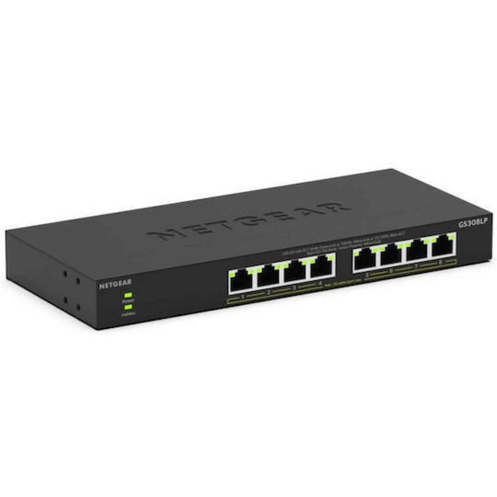 NetGear GS308LP Unmanaged L2 PoE+ Switch με 8 Θύρες Gigabit (1Gbps) Ethernet