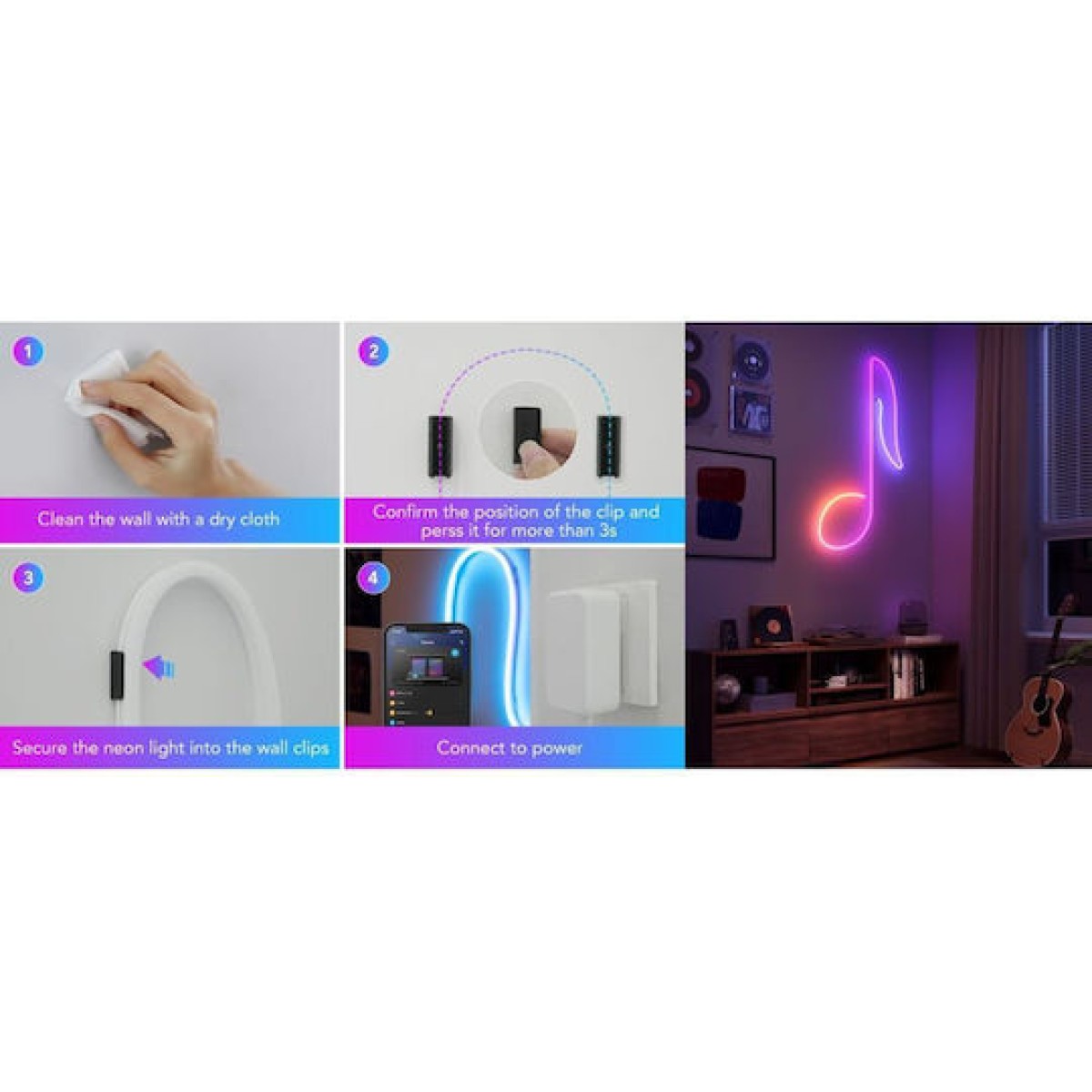 Govee Neon Rope Light 2 Bracket 20 Pcs Black