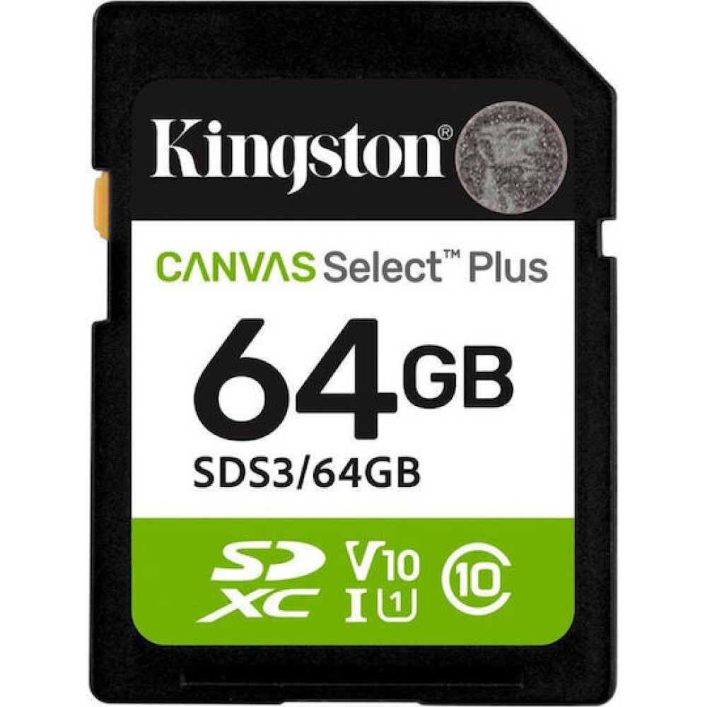 64gb Sd Memory Card Kingston Canvas Select Plus Uhs-i U1 V10 Read Speed Up To 100mb/s