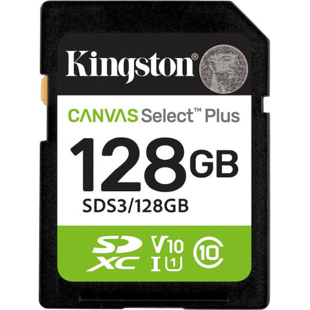 Kingston Canvas Select Plus SDXC 128GB Class 10 U1 V10 UHS-I με αντάπτορα