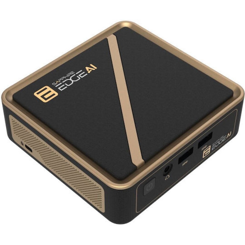 Sapphire Mini Pc Sapphire Edge Ai 370 Amd Ryzen Ai 9 Hx 370 2.5 Gigabit Black Gold 117x111x30mm