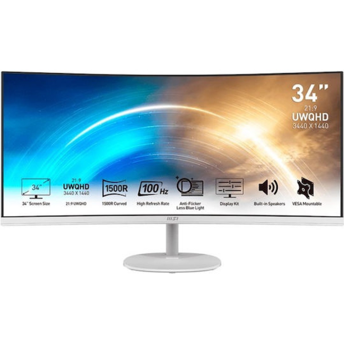 MSI PRO MP341CQWDE Ultrawide VA Curved Gaming Monitor 34