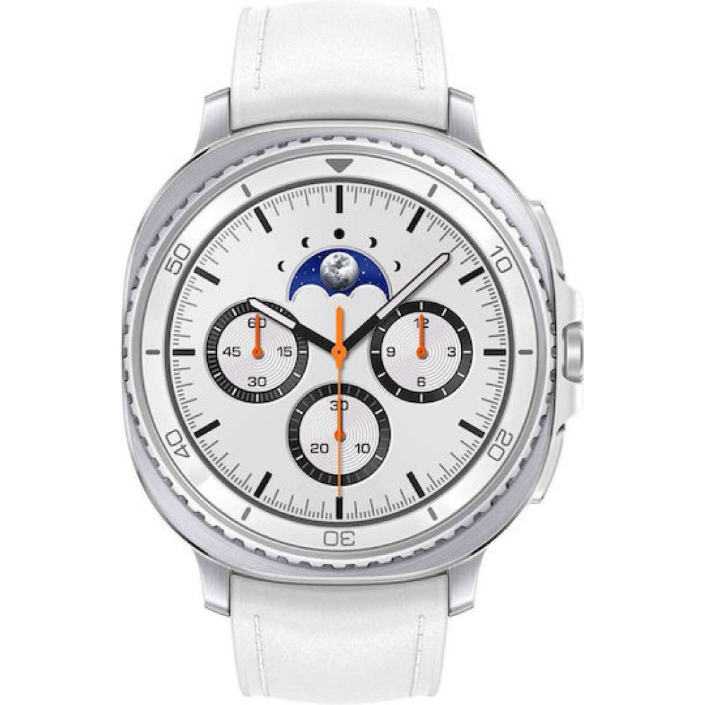 Samsung Galaxy Watch8 Classic LTE Stainless Steel 46mm Αδιάβροχο με eSIM και Παλμογράφο (Λευκό)