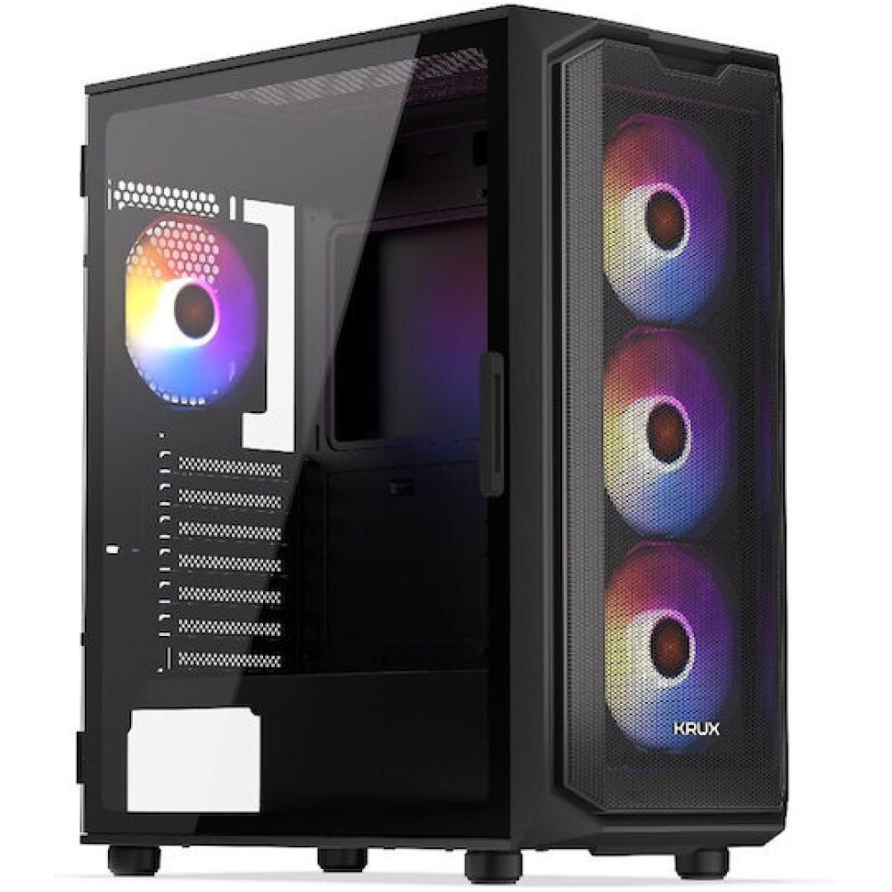 Krux Orona Gaming Midi Tower Κουτί Υπολογιστή με Πλαϊνό Παράθυρο Μαύρο