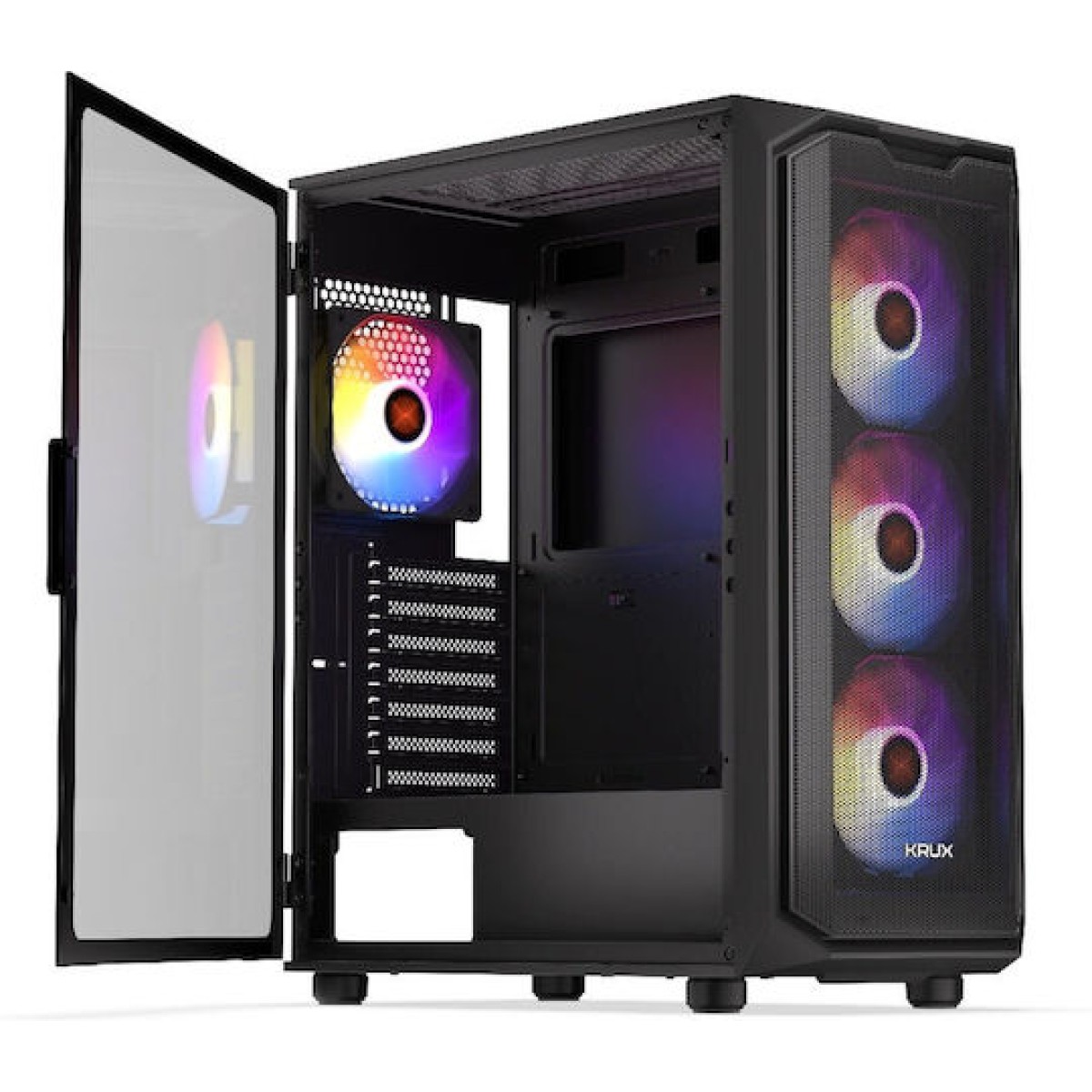 Krux Orona Gaming Midi Tower Κουτί Υπολογιστή με Πλαϊνό Παράθυρο Μαύρο