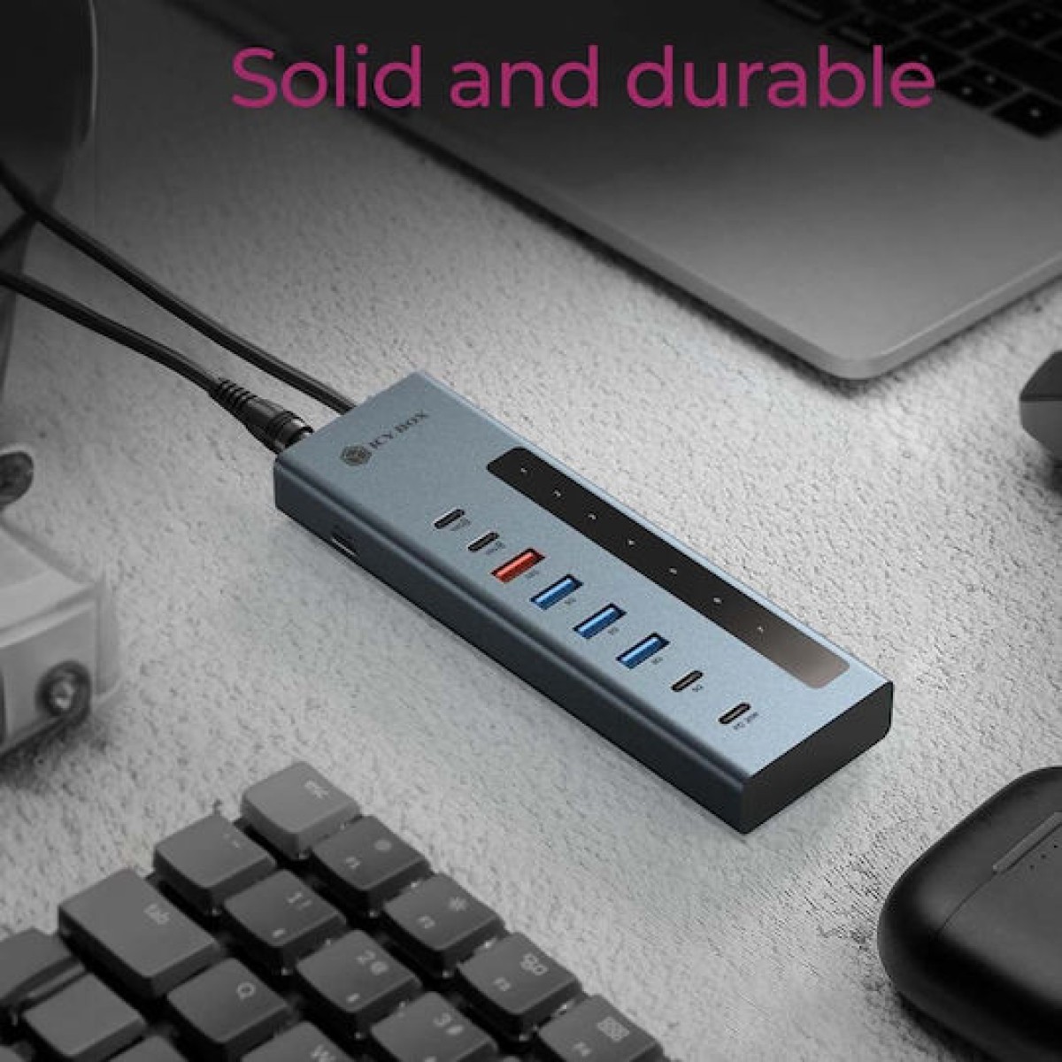 Icy Box Hub 9 Θυρών με σύνδεση USB-A Γκρι