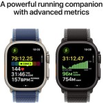 Apple Watch Ultra 3 Titanium 49mm Αδιάβροχο με eSIM και Παλμογράφο (Natural Titanium Case with Blue/Bright Blue Trail Loop - S/M)