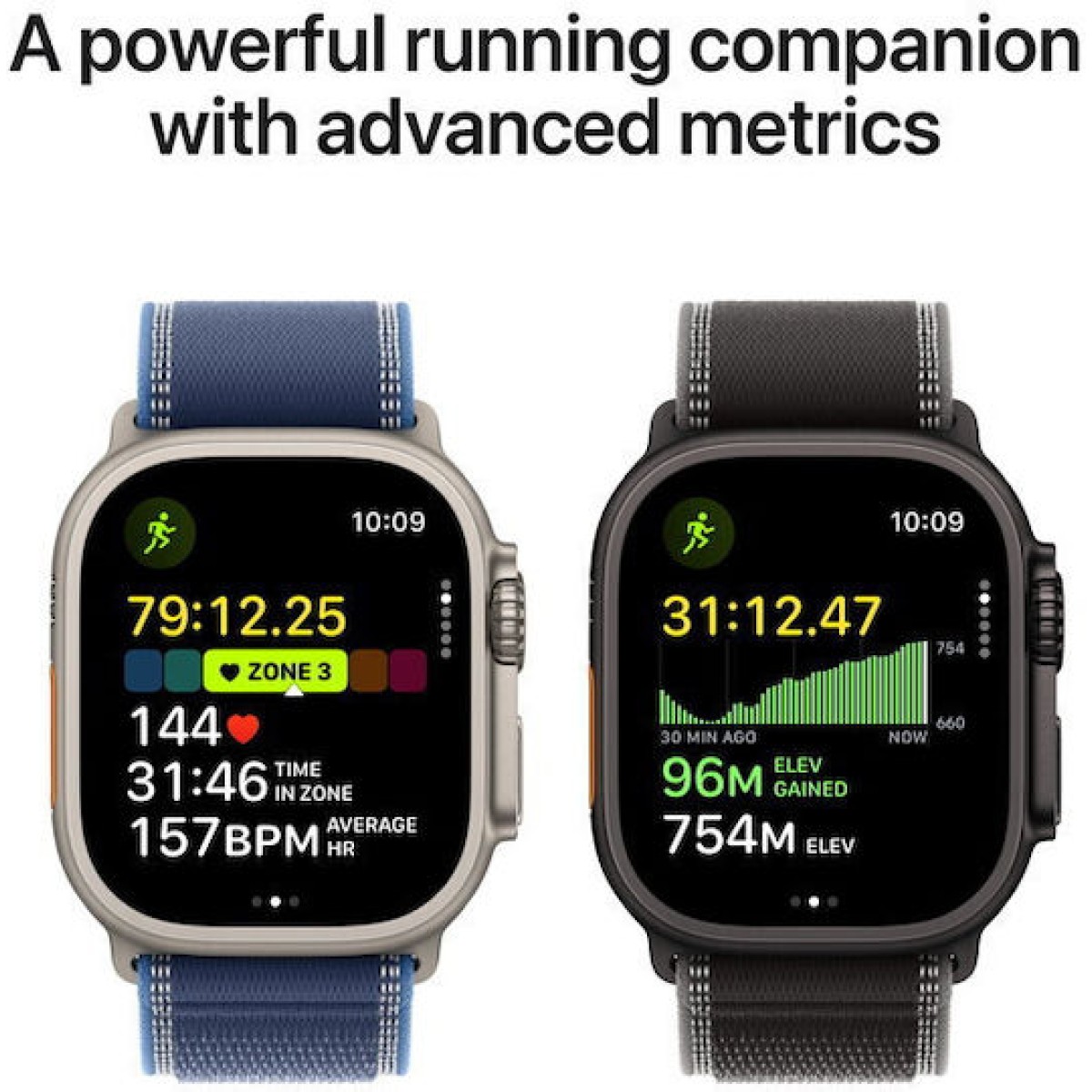 Apple Watch Ultra 3 Titanium 49mm Αδιάβροχο με eSIM και Παλμογράφο (Black Titanium Case with Black/Charcoal Trail Loop - S/M)