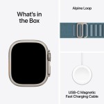 Apple Watch Ultra 3 Titanium 49mm Αδιάβροχο με eSIM και Παλμογράφο (Natural Titanium Case with Light Blue Alpine Loop - Medium)