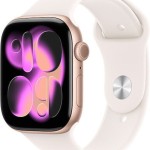 Apple Watch Series 11 Aluminium 42mm Αδιάβροχο με Παλμογράφο (Rose Gold Aluminium Case with Light Blush Sport Band - S/M)