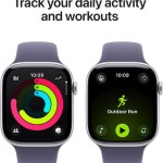 Apple Watch Series 11 Aluminium 46mm Αδιάβροχο με Παλμογράφο (Silver Aluminium Case with Purple Fog Sport Band - M/L)