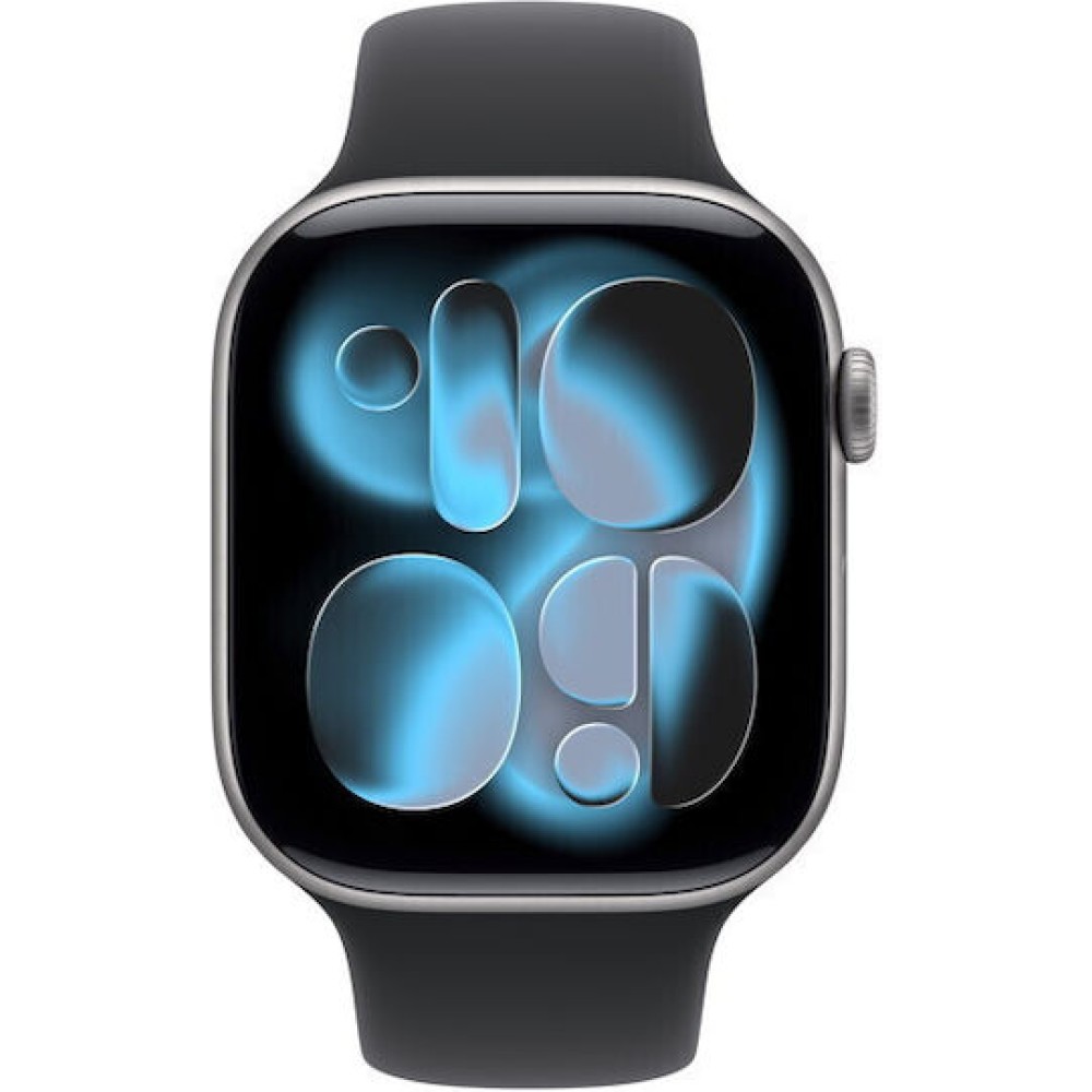 Apple Watch Series 11 Cellular Aluminium 46mm Αδιάβροχο με eSIM και Παλμογράφο (Space Grey Aluminium Case with Black Sport Band - M/L) - Προπαραγγελία