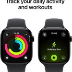 Apple Watch Series 11 Cellular Aluminium 46mm Αδιάβροχο με eSIM και Παλμογράφο (Jet Black Aluminium Case with Black Sport Band - M/L)