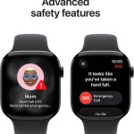 Apple Watch Series 11 Cellular Aluminium 46mm Αδιάβροχο με eSIM και Παλμογράφο (Jet Black Aluminium Case with Black Sport Band - M/L)
