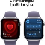 Apple Watch Series 11 Cellular Aluminium 46mm Αδιάβροχο με eSIM και Παλμογράφο (Silver Aluminium Case with Purple Fog Sport Band - M/L)