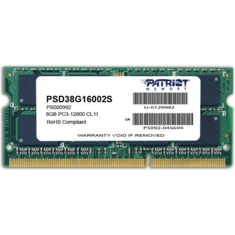 Patriot DDR3 με Module 1x8GB και Ταχύτητα 1600 για Laptop