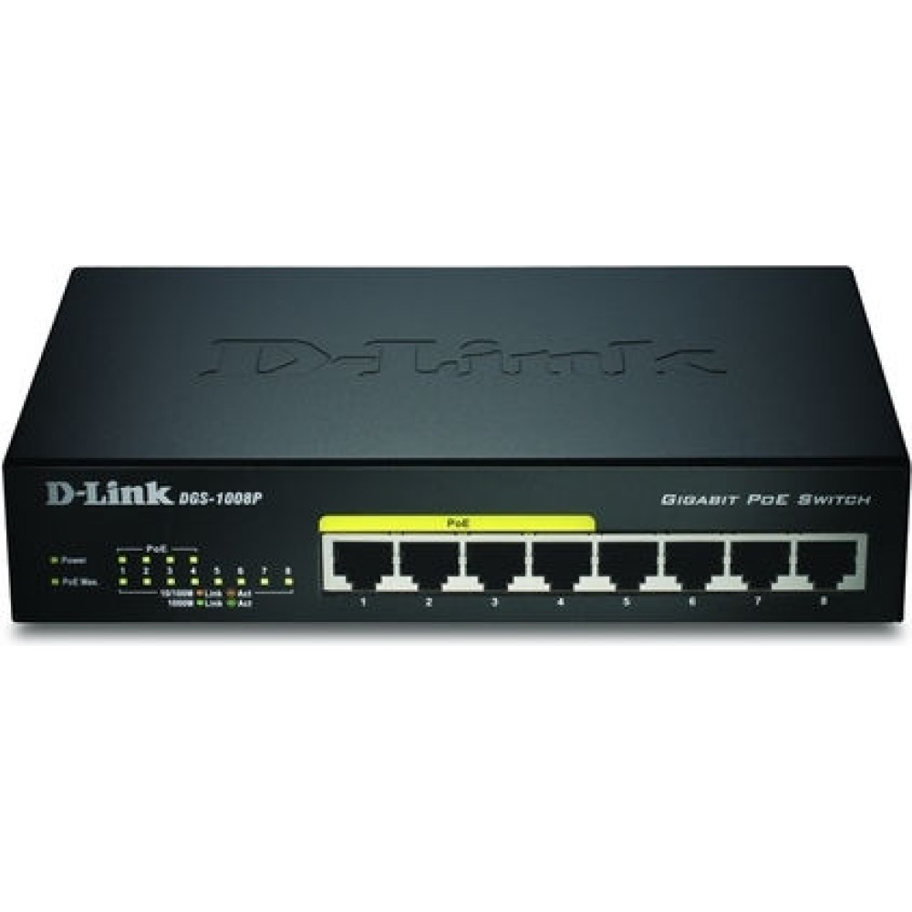 D-Link DGS-1008P Unmanaged L2 PoE Switch με 8 Θύρες Gigabit (1Gbps) Ethernet