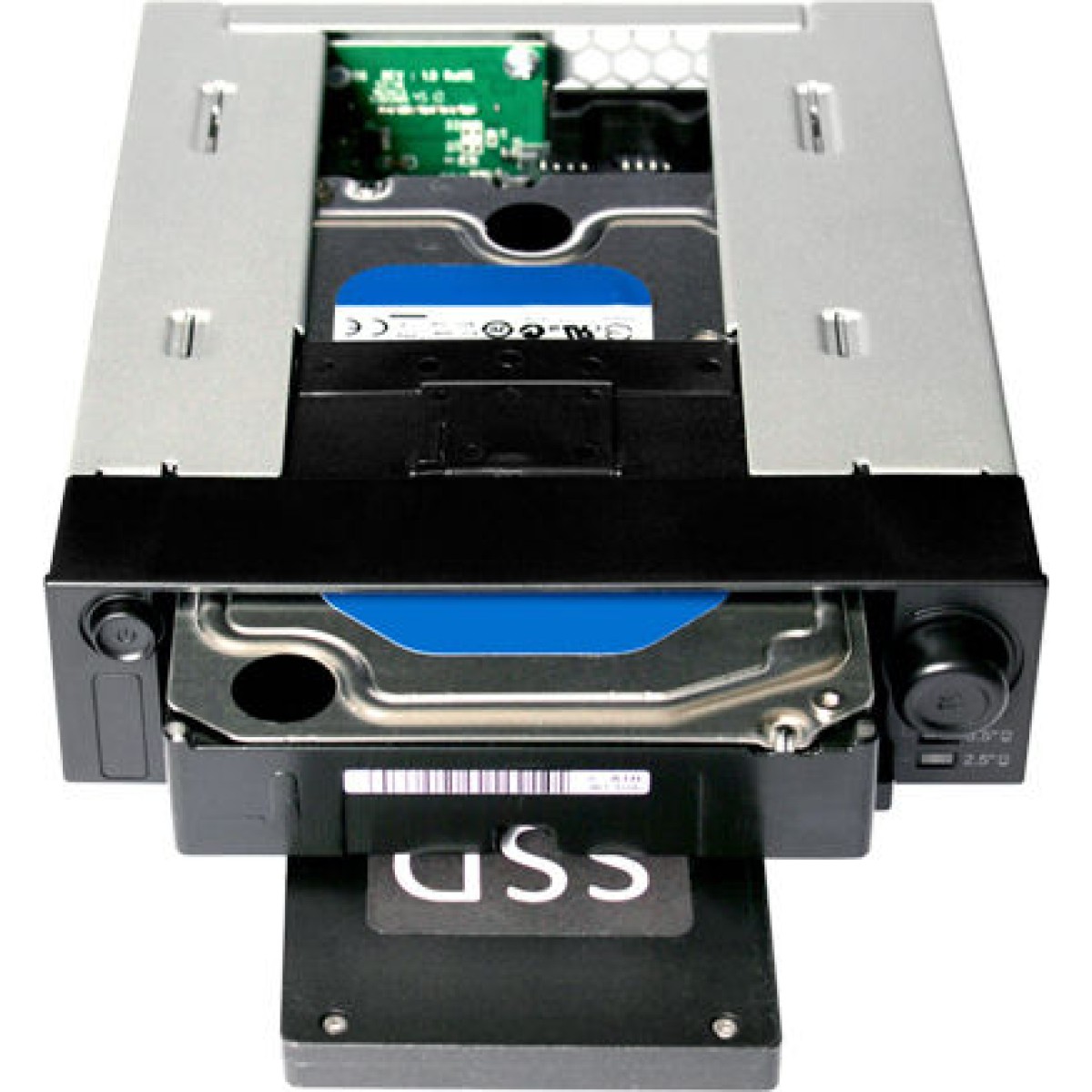 Icy Dock DuoSwap 2.5 inch-3.5 inch Hot-Swap SATA/SAS HDD/SSD Trayless Mobile Rack Backplane Cage for External 5.25Inch Drive Bay Μαύρο