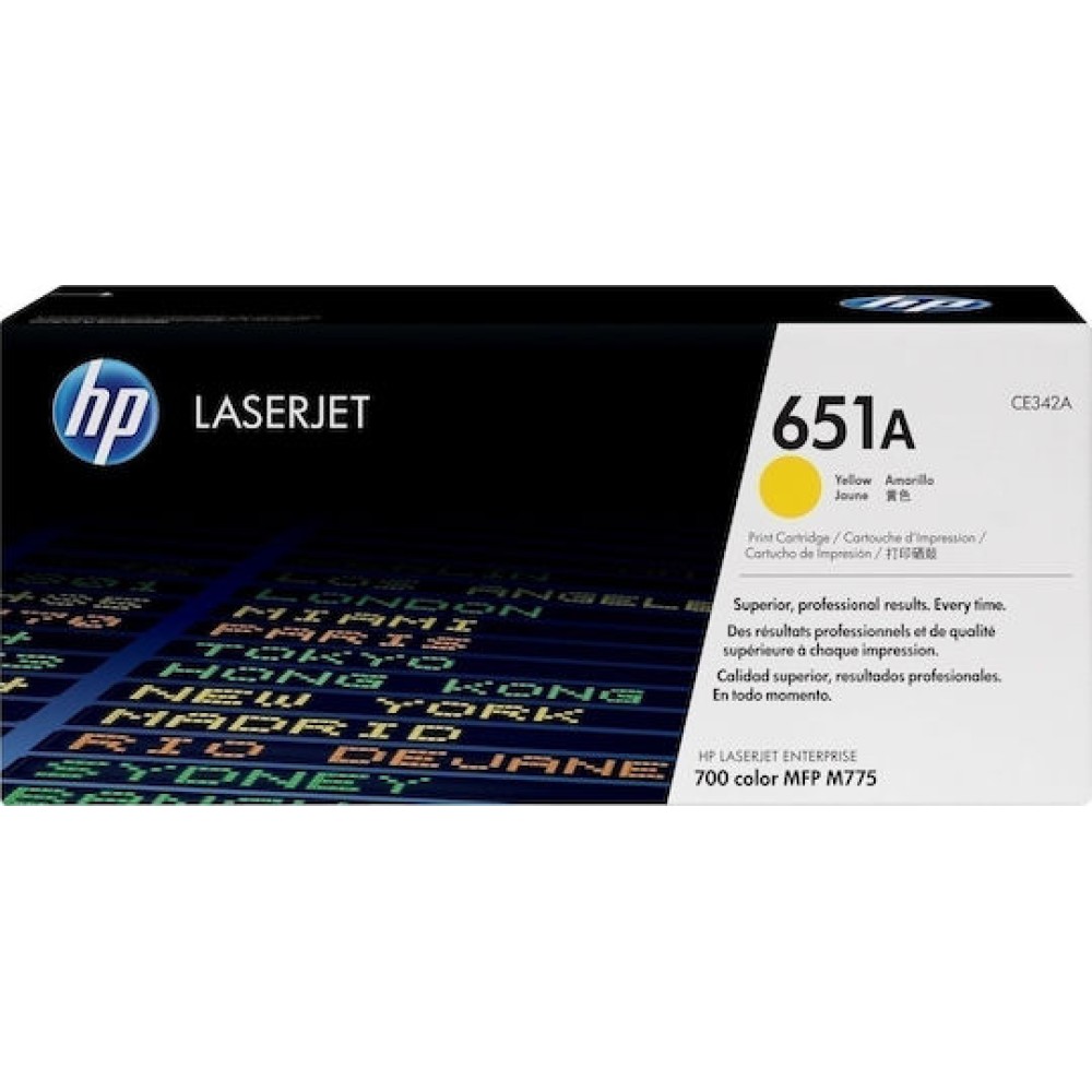 HP 651A Γνήσιο Toner Laser Εκτυπωτή Κίτρινο 16000 Σελίδων (CE342A)