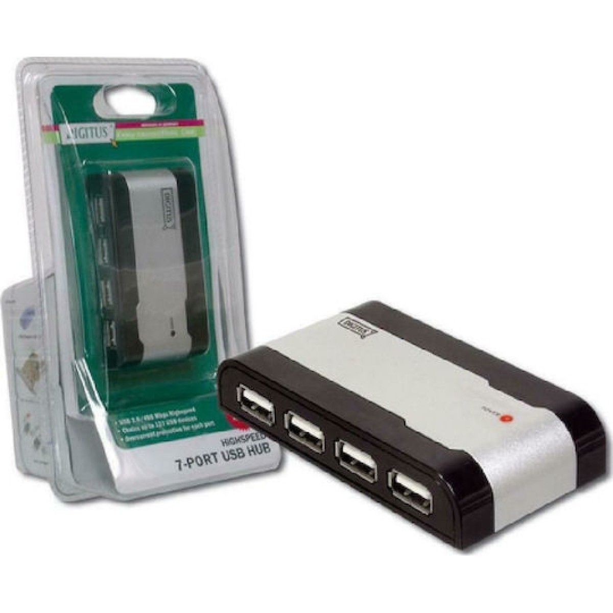 Digitus USB 2.0 Hub 7 Θυρών με σύνδεση USB-A και Εξωτερική Παροχή Ρεύματος