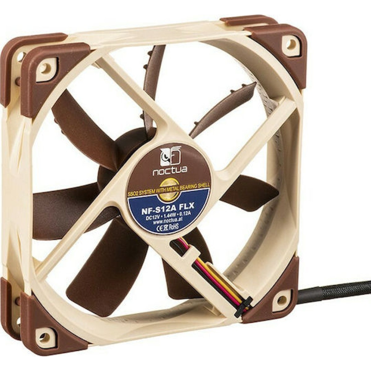 Noctua NF-S12A FLX Case Fan 120mm με Σύνδεση 4-Pin Molex / 3-Pin Καφέ